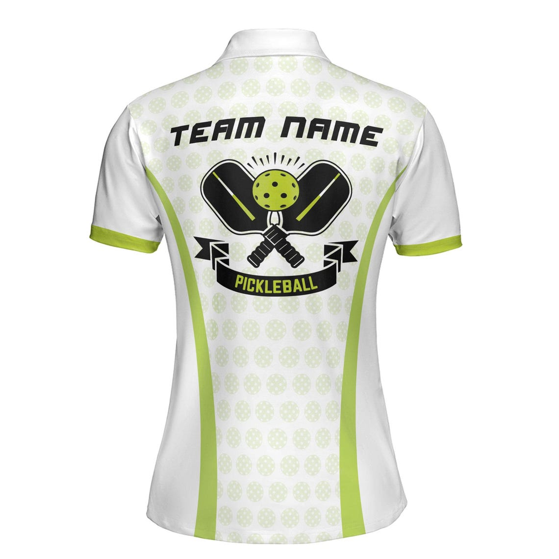 Customize Name Pickleball Paddle Pattern White Green Women's Polo Shirt (S-5XL)