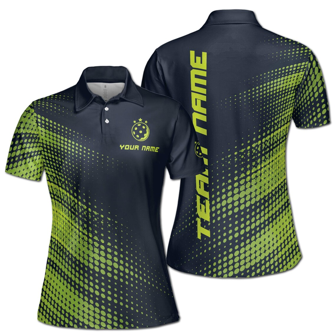 Customize Name Pickleball Stars Dots Pattern Women's Polo Shirt (S-5XL)