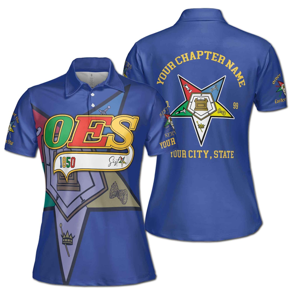Customized Multi-color OES 1850 Order Of Eastern Star Women's Polo Shirt (S-5XL)
