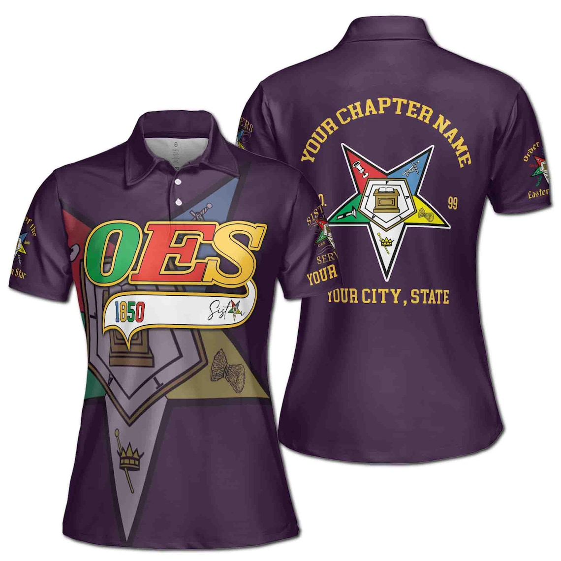Customized Multi-color OES 1850 Order Of Eastern Star Women's Polo Shirt (S-5XL)