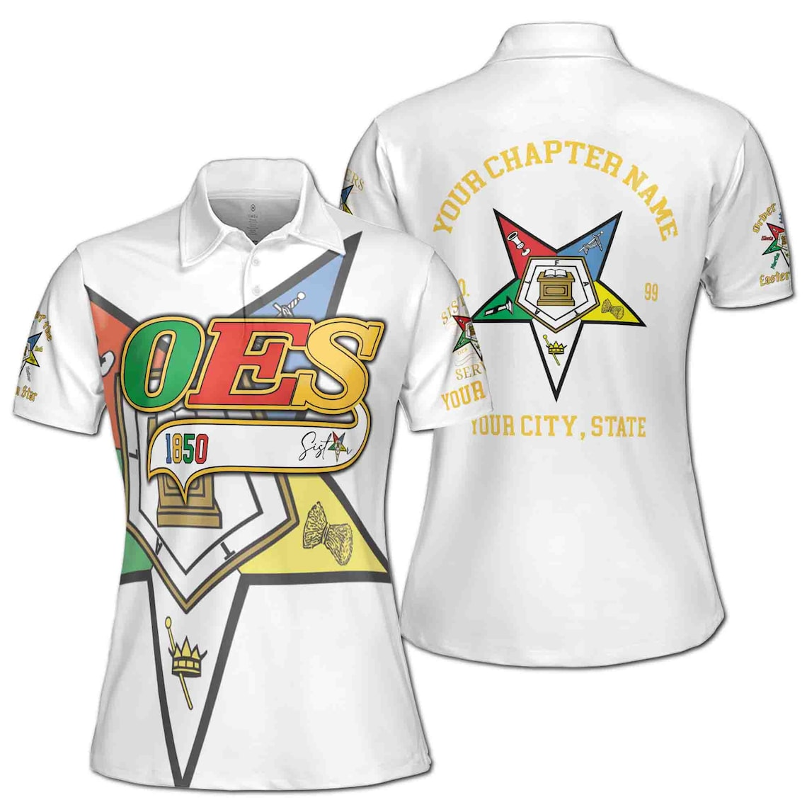 Customized Multi-color OES 1850 Order Of Eastern Star Women's Polo Shirt (S-5XL)