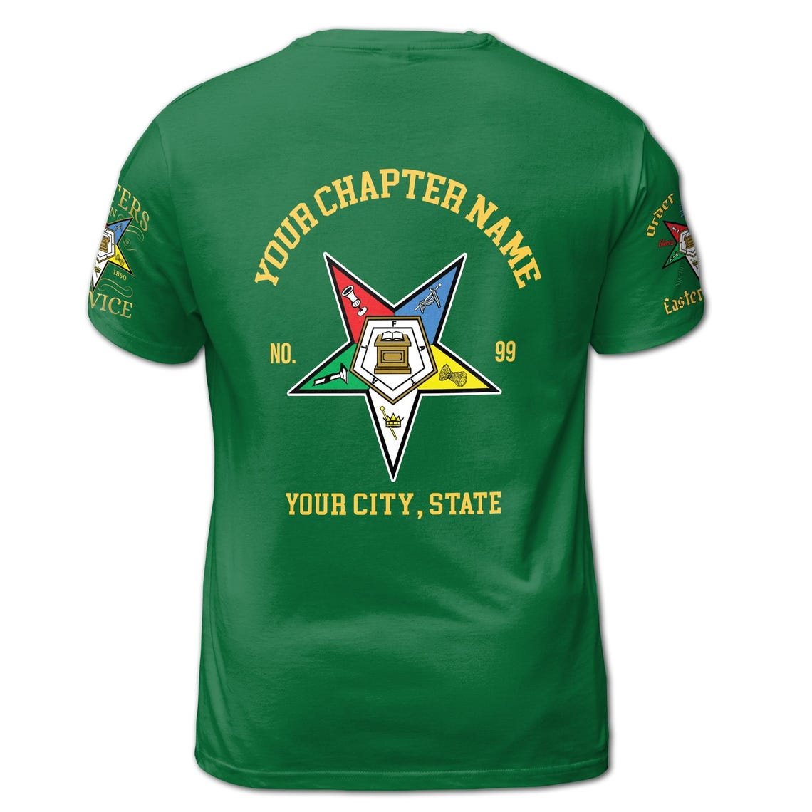Custom 1850 OES Order Of The Eastern Star Pentagon Down Logo Unisex 3D T-shirt (S-5XL)