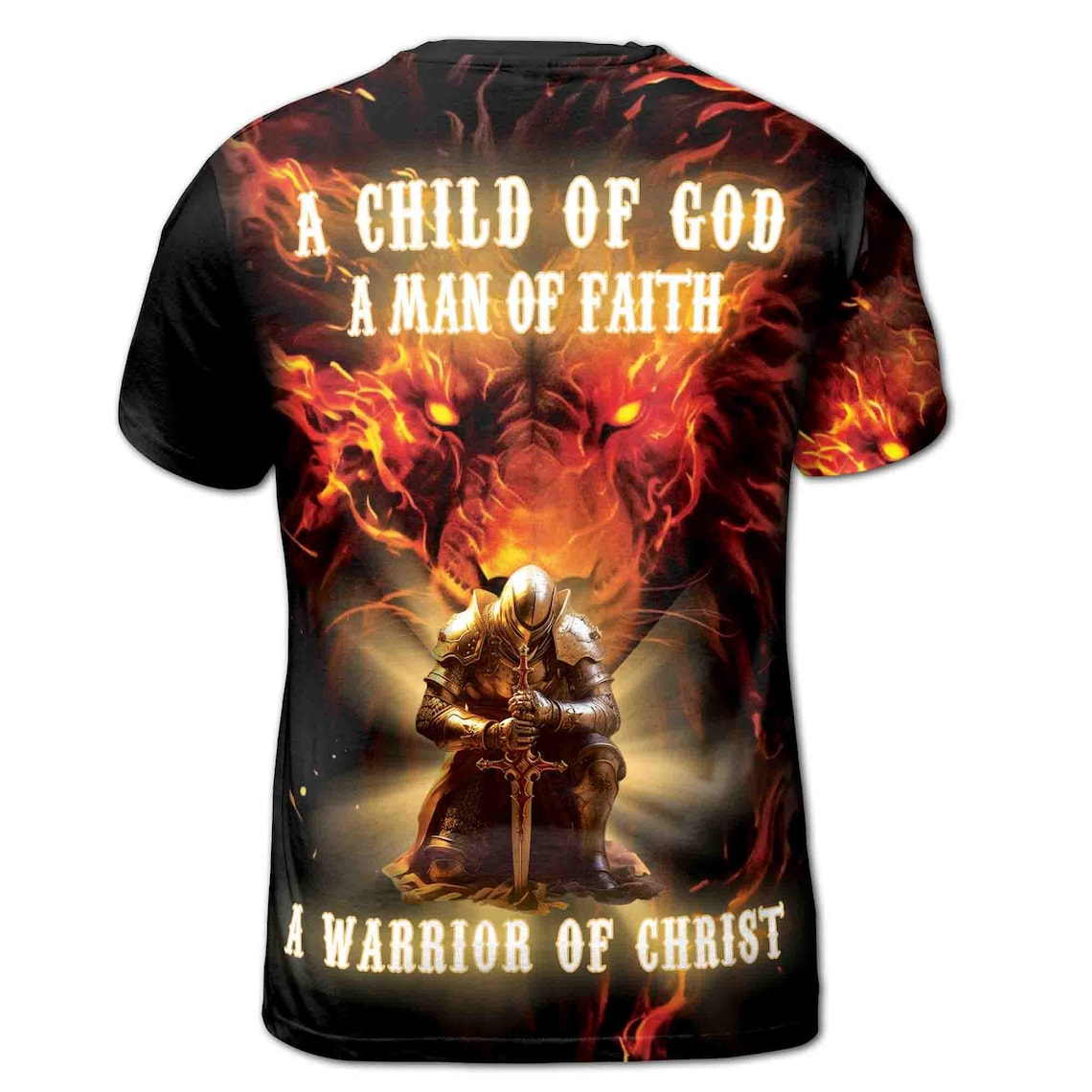 Shinning Knight With Lion of Judah Warrior Of Christ Men's 3D T-shirt S-5XL