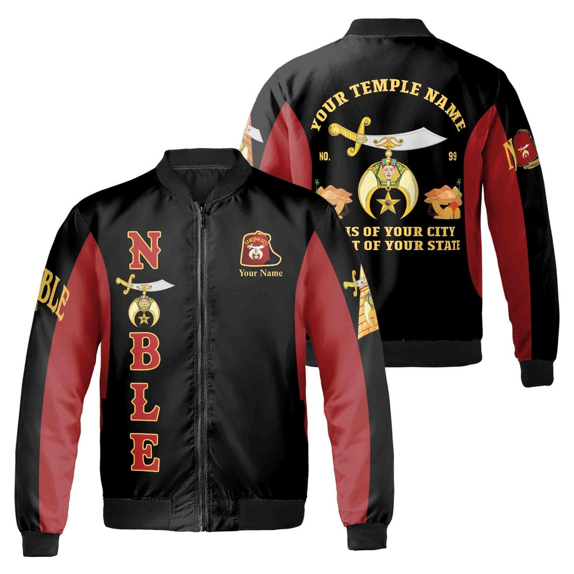 Personalized Multi-color Shriners With Mason Noble Shriner Bomber Jacket (S-5XL)