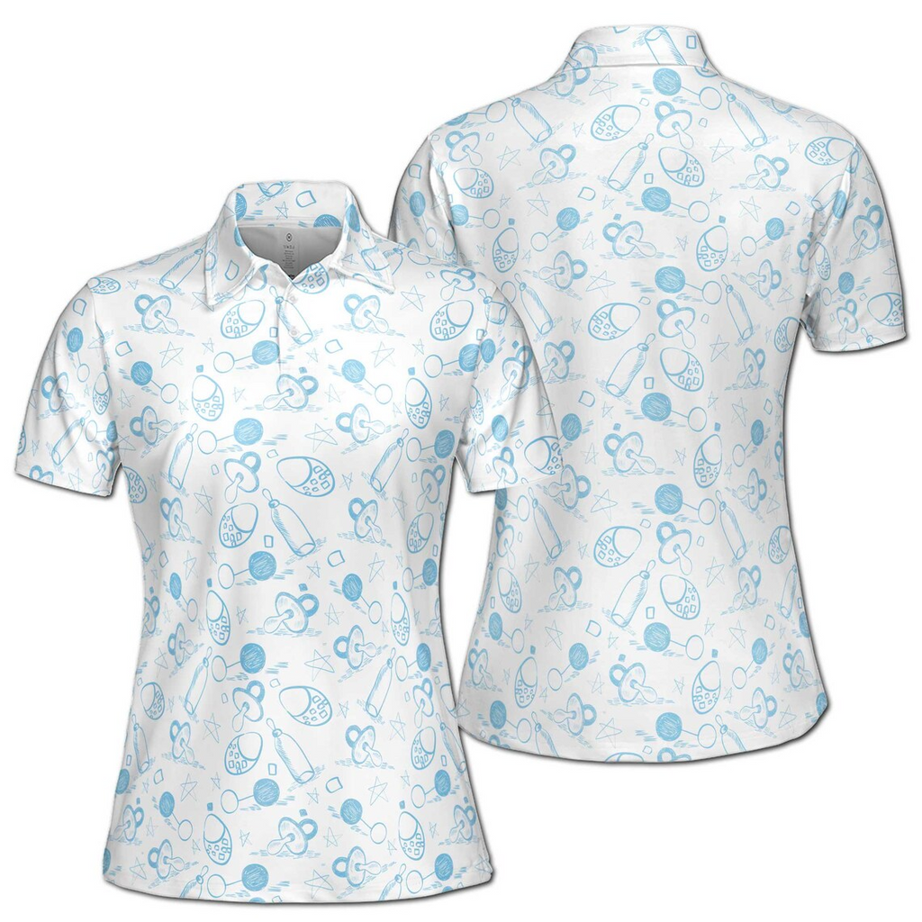 Funny Baby Pacifiers and Bottles Baby Reveal Day Women's Polo Shirt (S-5XL)