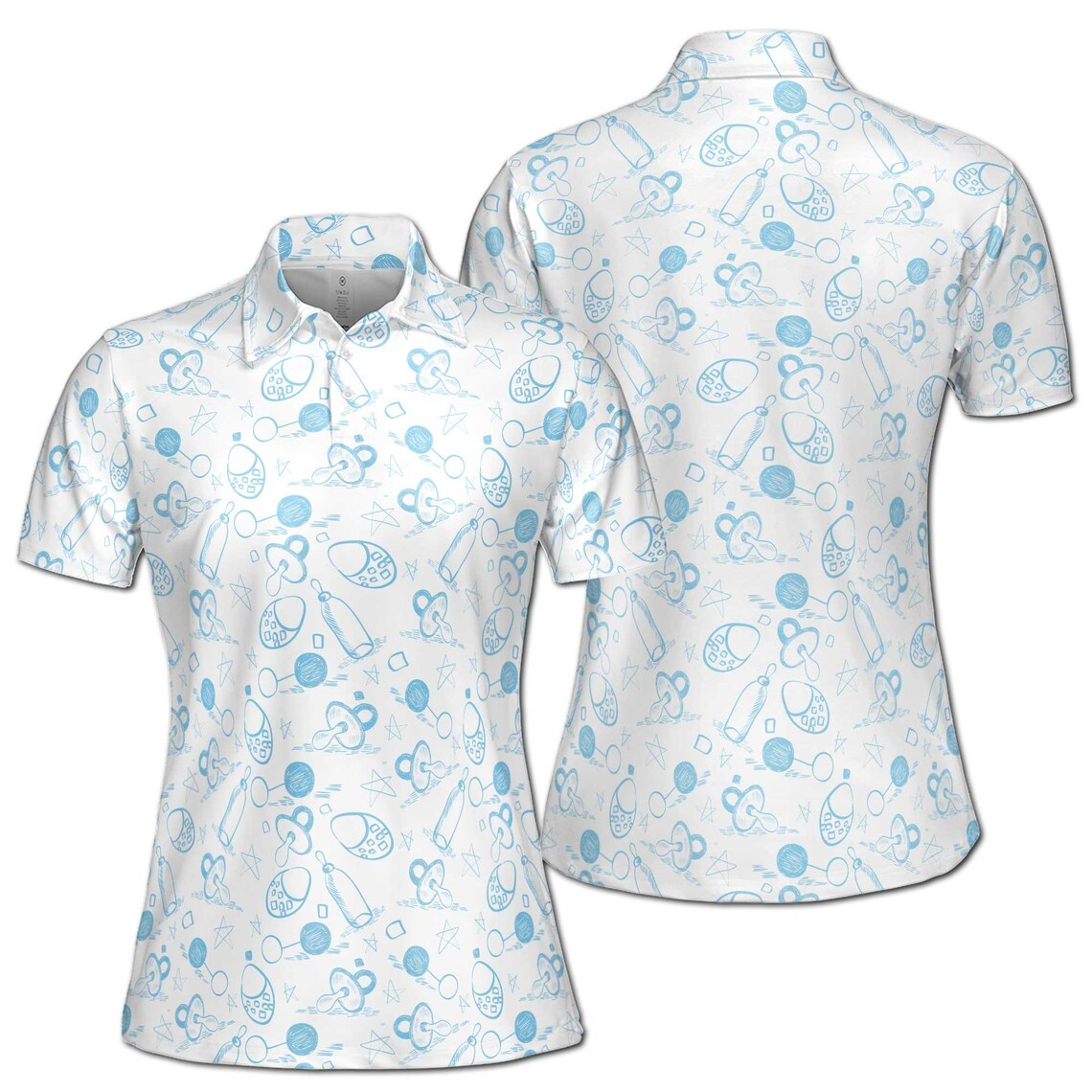 Funny Baby Pacifiers and Bottles Baby Reveal Day Women's Polo Shirt (S-5XL)