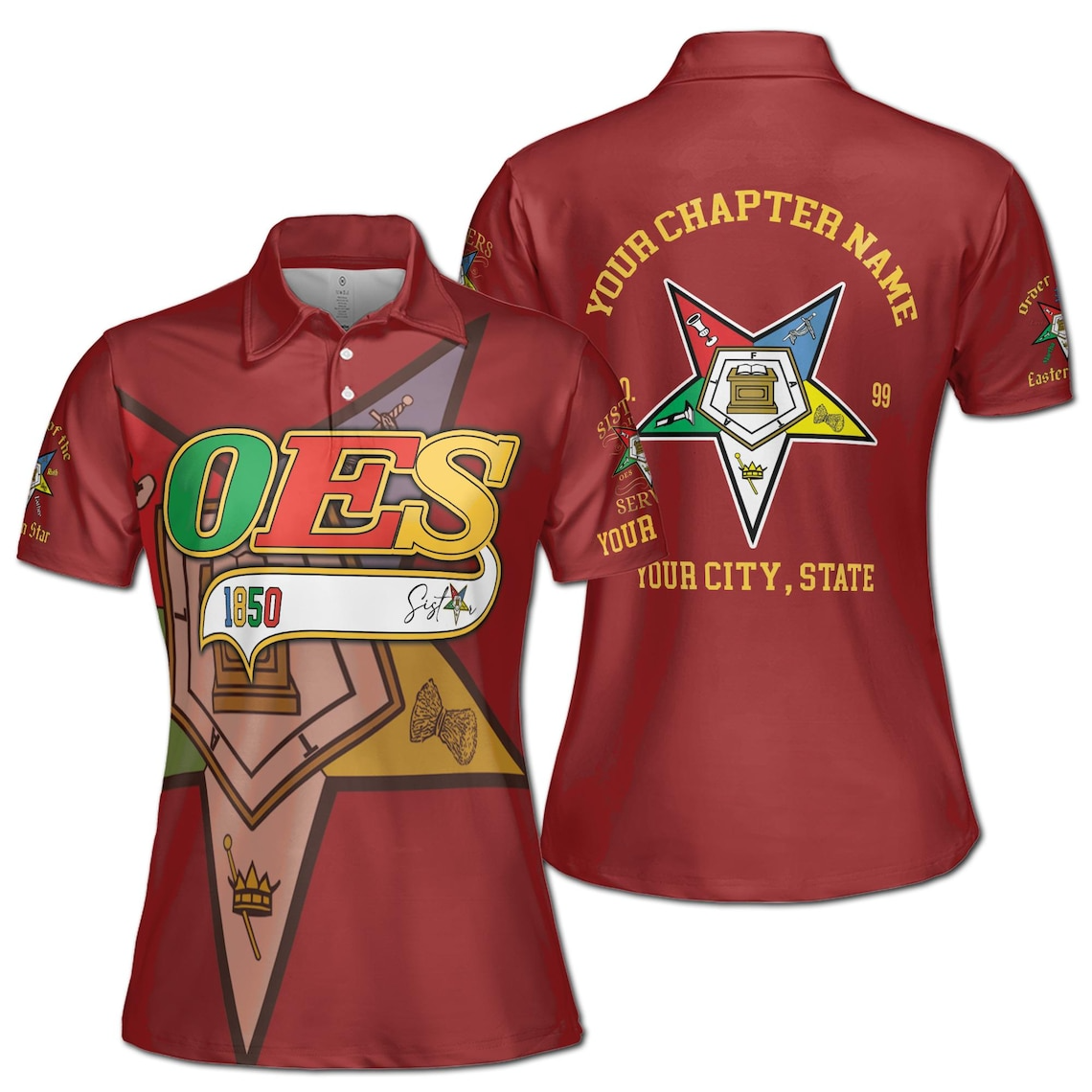 Customized Multi-color OES 1850 Order Of Eastern Star Women's Polo Shirt (S-5XL)