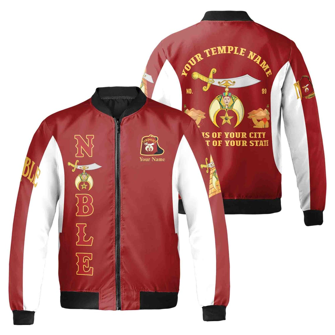 Personalized Multi-color Shriners With Mason Noble Shriner Bomber Jacket (S-5XL)