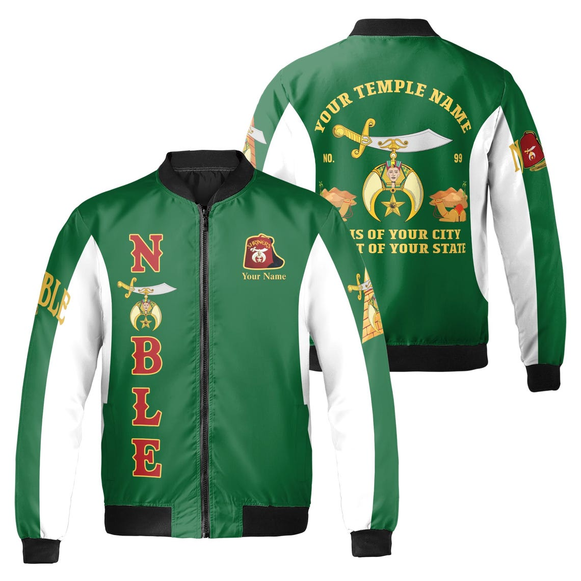 Personalized Multi-color Shriners With Mason Noble Shriner Bomber Jacket (S-5XL)