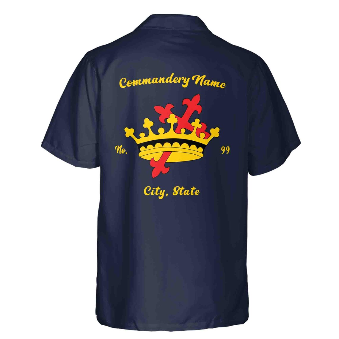 Customized Knights Templar Crown Cross Commandery Dark Blue Hawaiian Shirts 3D (S-5XL