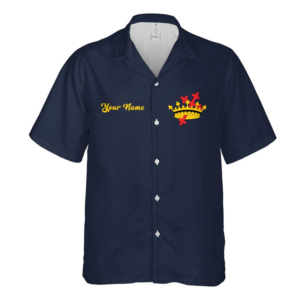 Customized Knights Templar Crown Cross Commandery Dark Blue Hawaiian Shirts 3D (S-5XL