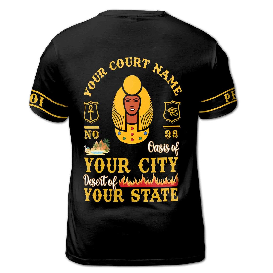 Personalized DOI Anubis , Custom Court Name City State, Egyptian Style 3D T-shirt S-5XL