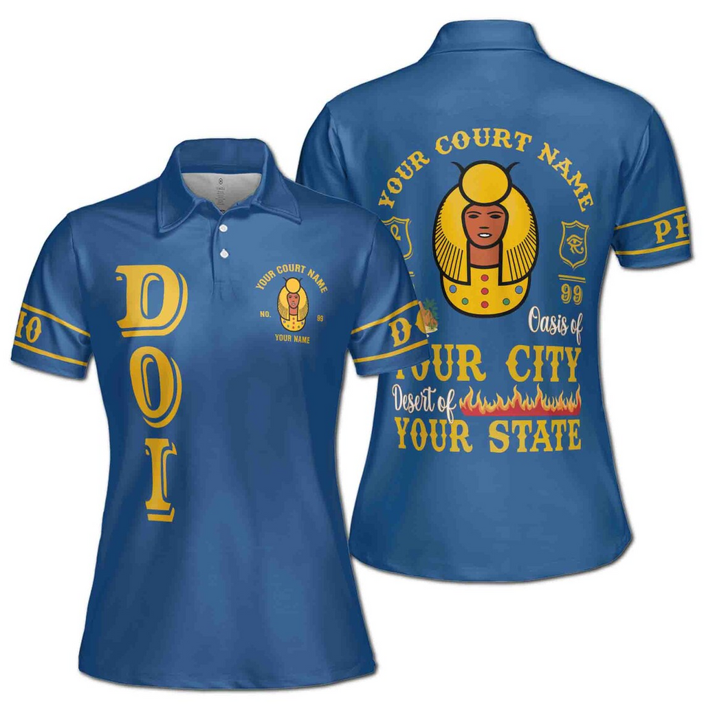 Custom Egyptian Polo Shirt, Personalized Court Name Polo, Pharaoh Egypt Design, White Gold Sports Shirt, Women's Polo Shirt (S-5XL)