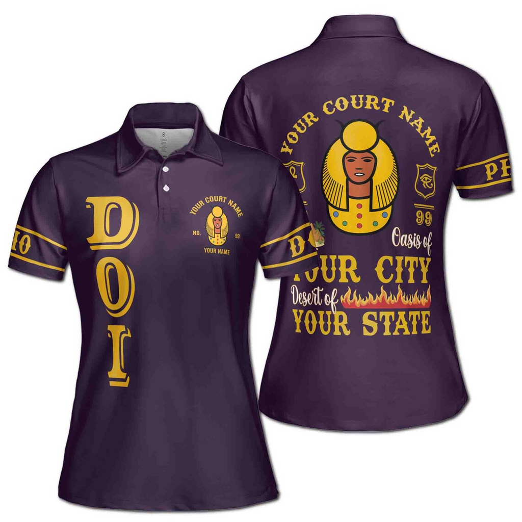 Custom Egyptian Polo Shirt, Personalized Court Name Polo, Pharaoh Egypt Design, White Gold Sports Shirt, Women's Polo Shirt (S-5XL)