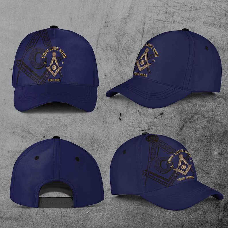 Custom Name Lodge Name Number Masonic Freemason Baseball Cap