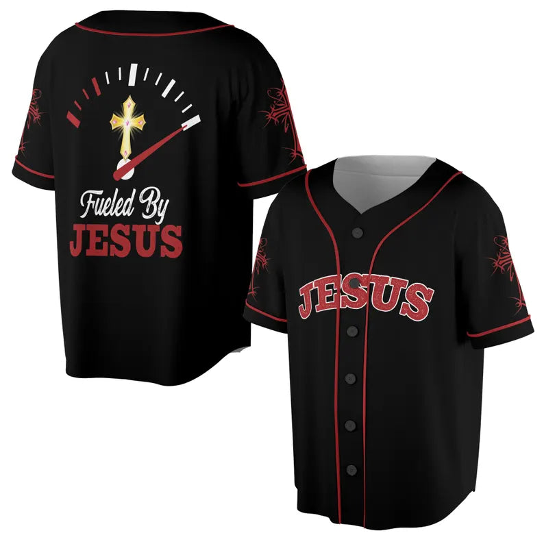 Red Cross Fueled By Jesus Baseball Jersey, 3D Baseball Jersey Shirt
