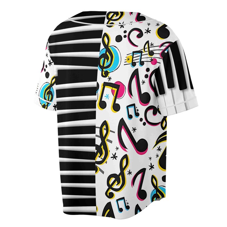 Funny Piano Ivory Colorful Music Notes Baseball Jersey, 3D Baseball Jersey Shirt