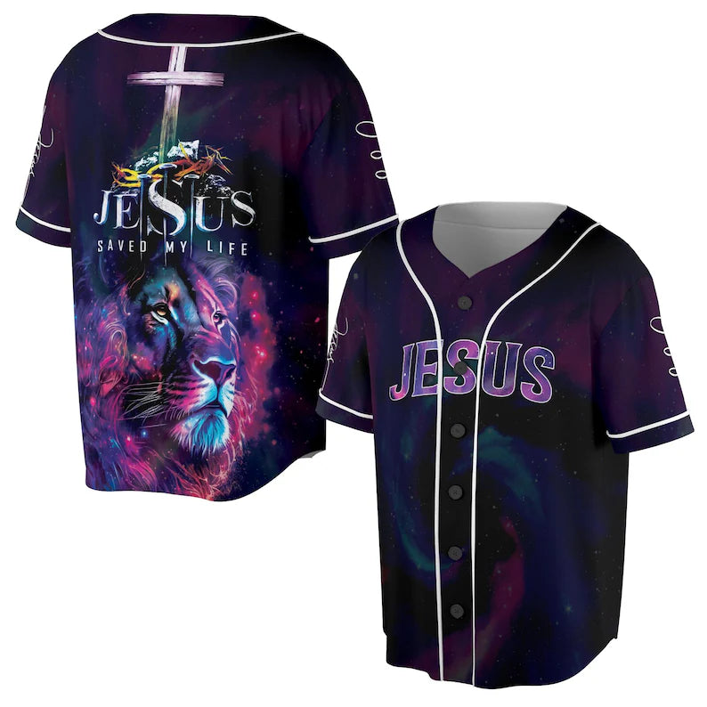 Galaxy Constellation Lion Jesus Save My Life Baseball Jersey, 3D Baseball Jersey Shirt