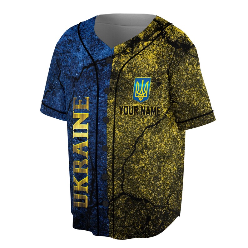 Custom Name Patriotic Ukraine Coat of Arms Baseball Jersey, 3D Baseball Jersey Shirt