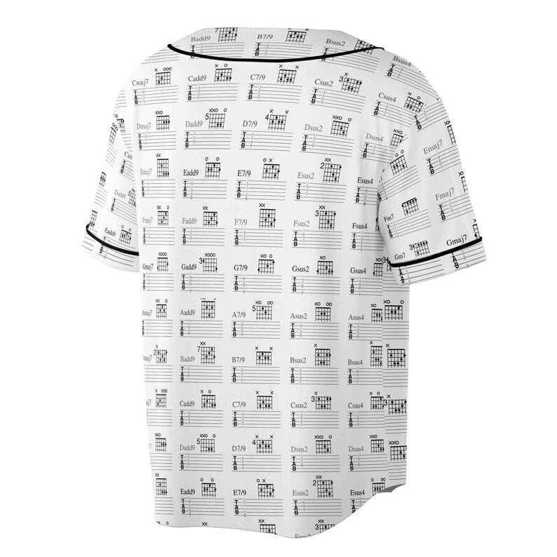 Music Lover Guitar Music Stave Baseball Jersey, 3D Baseball Jersey Shirt