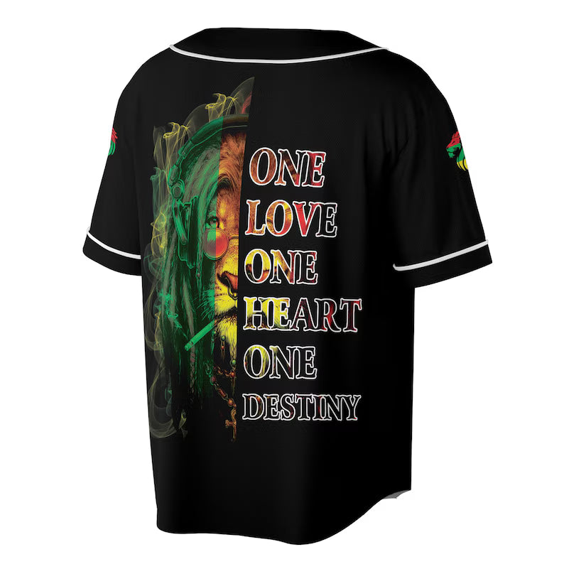 Rasta Lion Baseball Jersey: Jamaica One Love Design, 3D Baseball Jesey Shirt