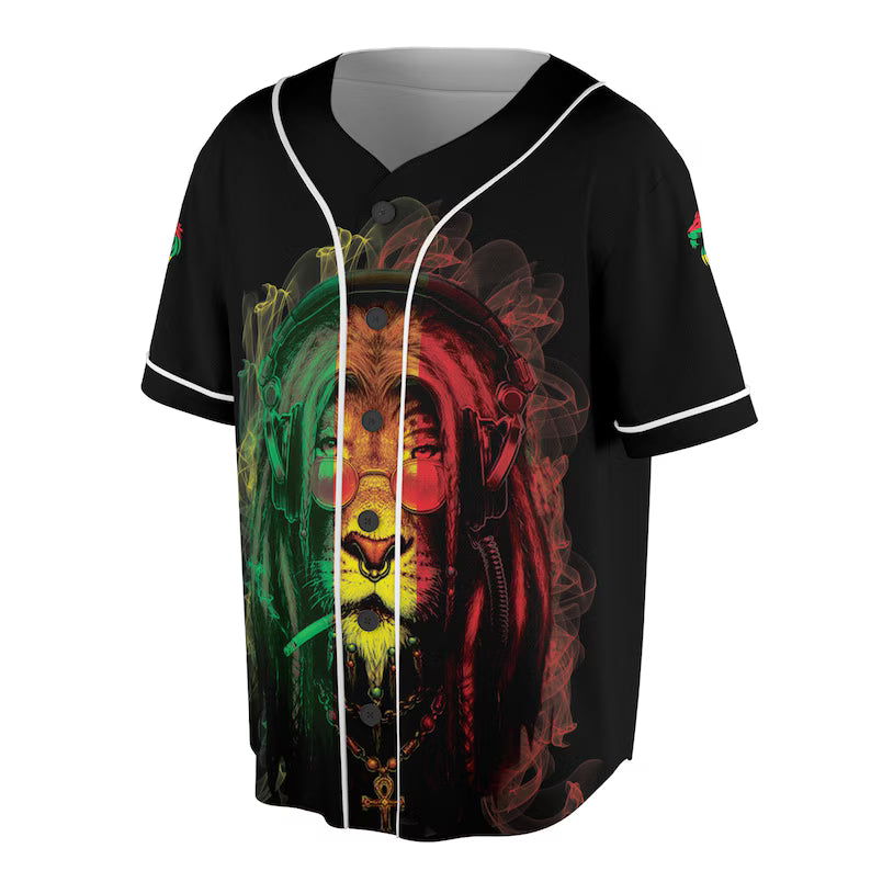 Rasta Lion Baseball Jersey: Jamaica One Love Design, 3D Baseball Jesey Shirt