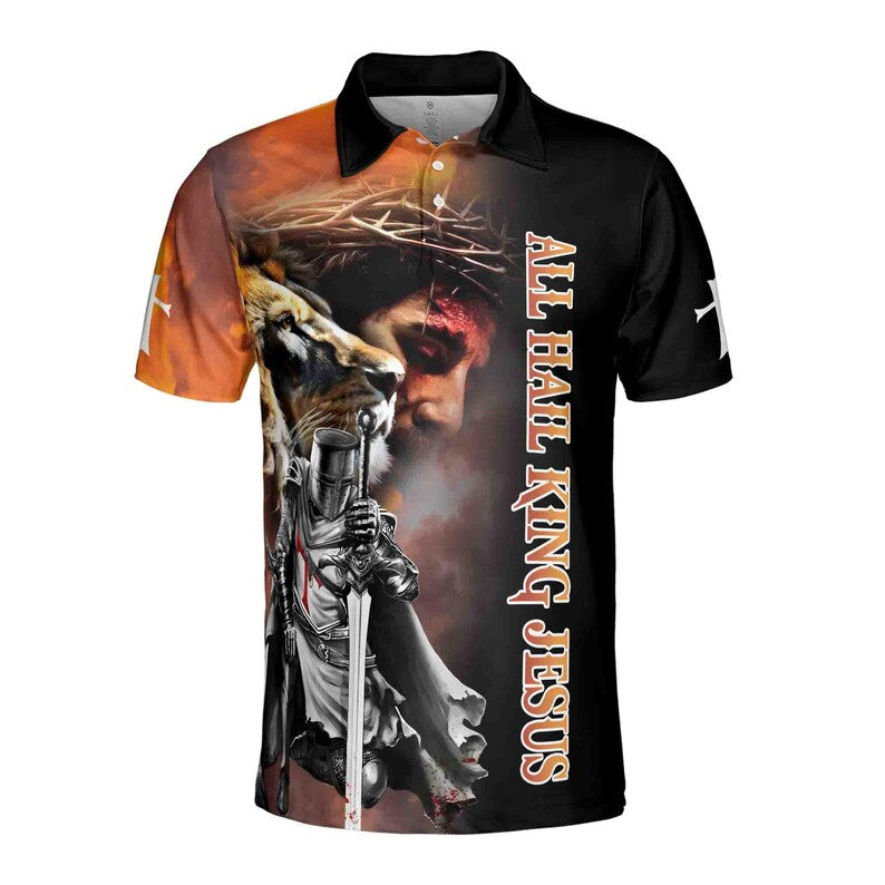 All Hall King Jesus Knee Under God Knight Templar Men's Polo Shirt