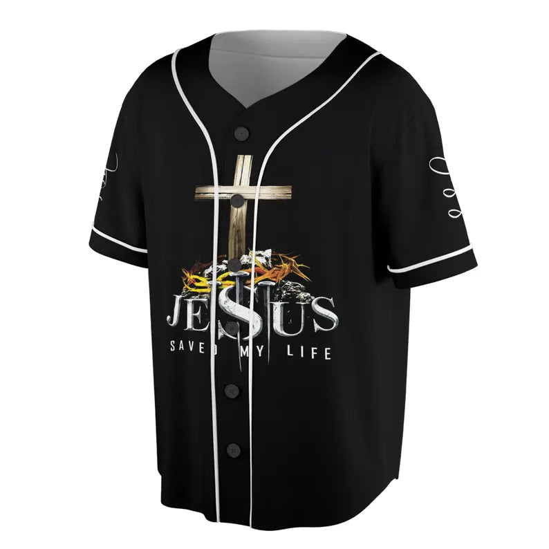 Persionalized Jesus Christ Jesus Save My Life Cross Symbol Baseball Jersey, 3D Baseball Jesey Shirt