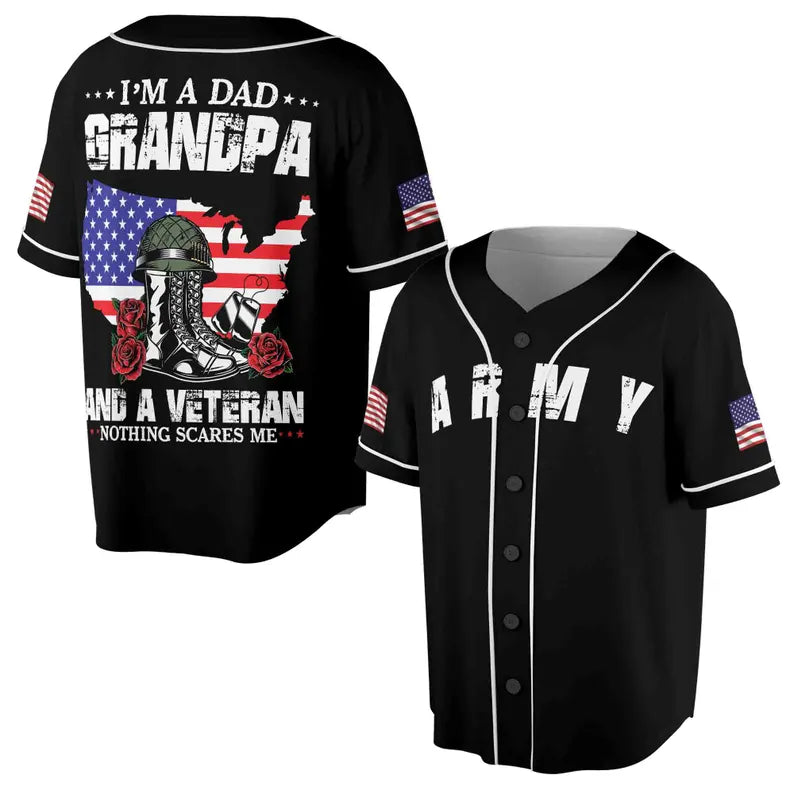 Patriotic Proud To Be Veteran USA Army Baseball Jersey, 3D Baseball Jersey Shirt