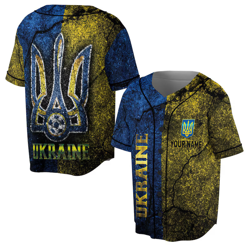 Custom Name Patriotic Ukraine Coat of Arms Baseball Jersey, 3D Baseball Jersey Shirt