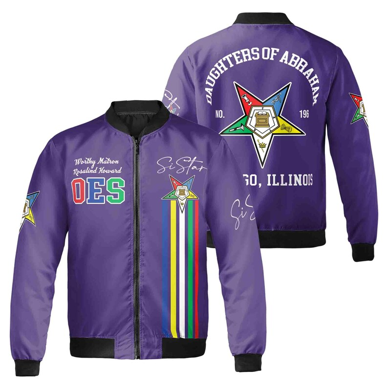 Custom Order of the Eastern Star Bomber Jacket: Personalized OES Sistar Design