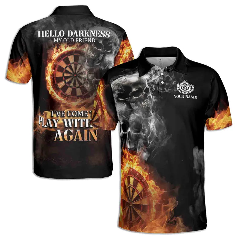 Custom Name Hello Darkness My Old Friend Skull Dart Men's Polo Shirt