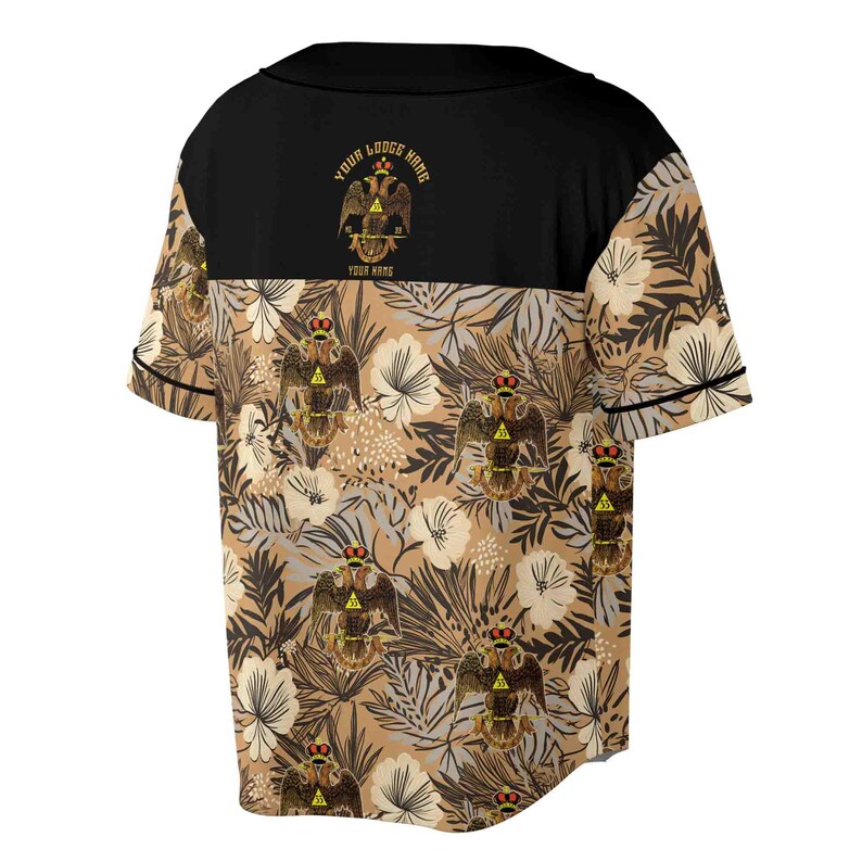 Customized Rite of Scottish 33 Brown Tropical Floral Baseball Jersey, 3D Baseball Jersey Shirt