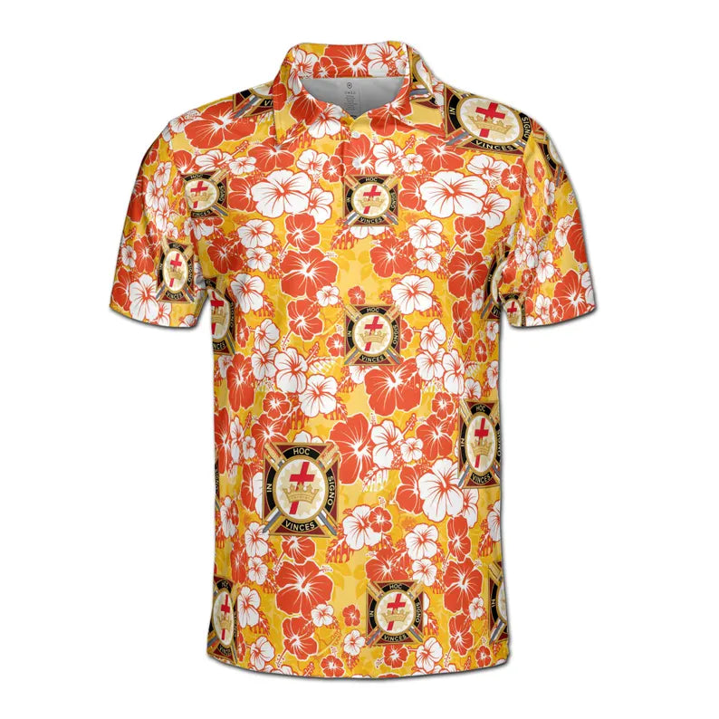 Customized Knights Temple Commandery Masonry Floral Men's Polo Shirt
