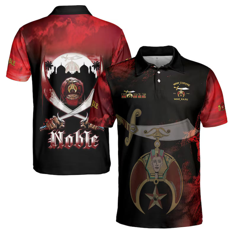 Customized Grunge Noble Shriners Dark Moon Men's Polo Shirt