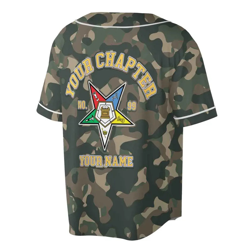 Customized Camo OES Order of the Eastern Star Baseball Jersey, 3D Baseball Jesey Shirt