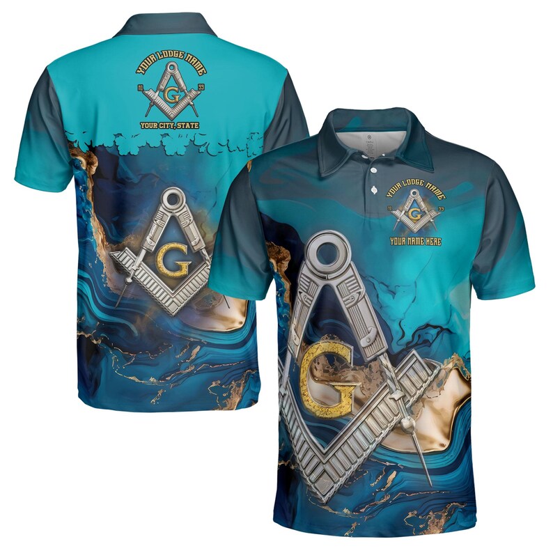Customized Mansonry Master Mason Marbling Men's Polo Shirt