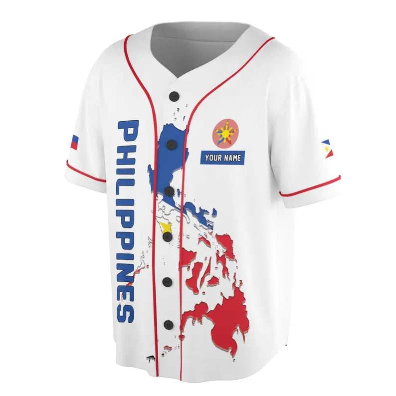 Custom Name Patriotic Philippines Coat of Arms Baseball Jersey, 3D Baseball Jersey Shirt
