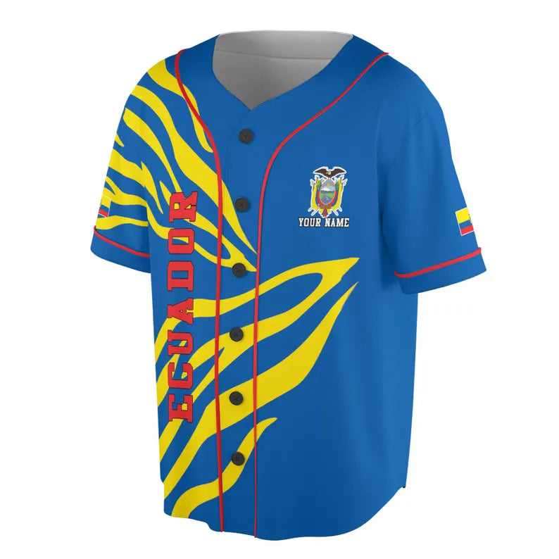 Custom Name Patriotic Ecuador Coat of Arms Baseball Jersey, 3D Baseball Jesey Shirt