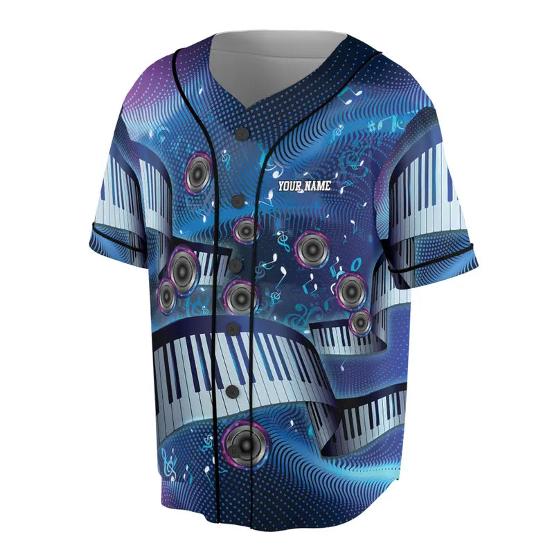 Custom Name Music Note Musical Lover Baseball Jersey, 3D Baseball Jesey Shirt