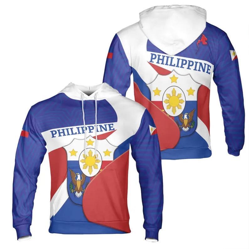 Republic of the Philippines Flag Pattern Hoodie 3D