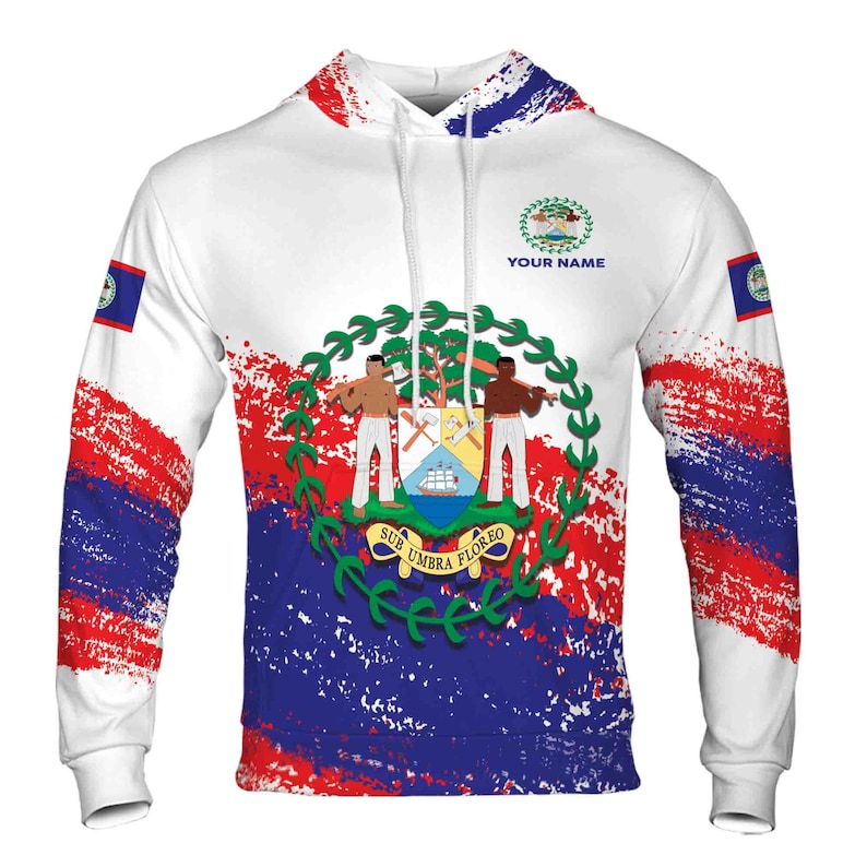 Custom Name Patriotic Coat of Arms Belize Hoodie 3D