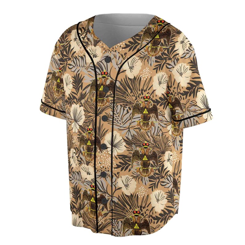 Customized Rite of Scottish 33 Brown Tropical Floral Baseball Jersey, 3D Baseball Jersey Shirt