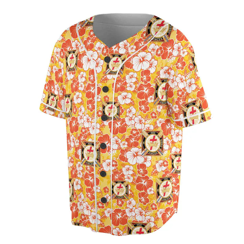 Customized Knights Temple Commandery Masonry Floral Baseball Jersey, 3D Baseball Jersey Shirt