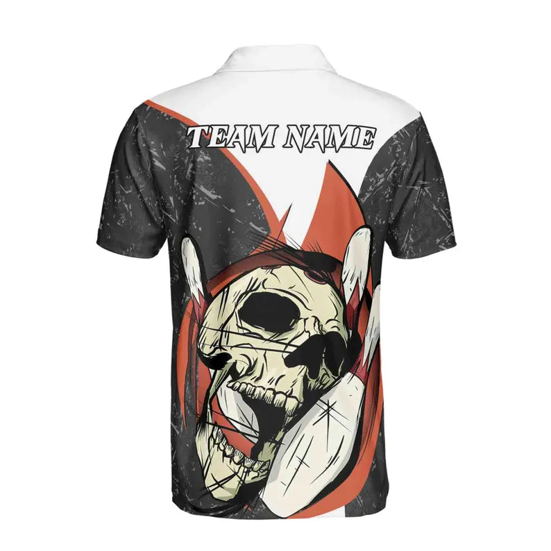 Personalized Skull Rolling Bowling Illustration Men's Polo Shirt