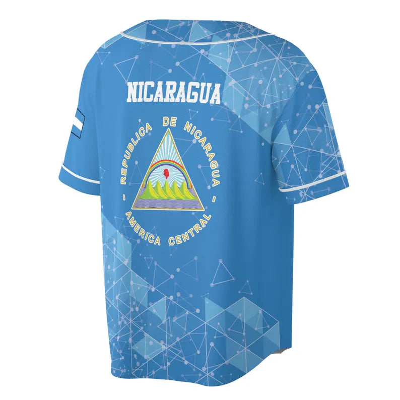 Custom Name Patriotic Nicaragua Coat of Arms Baseball Jersey, 3D Baseball Jesey Shirt