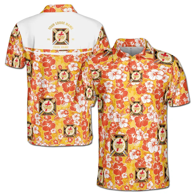 Customized Knights Temple Commandery Masonry Floral Men's Polo Shirt