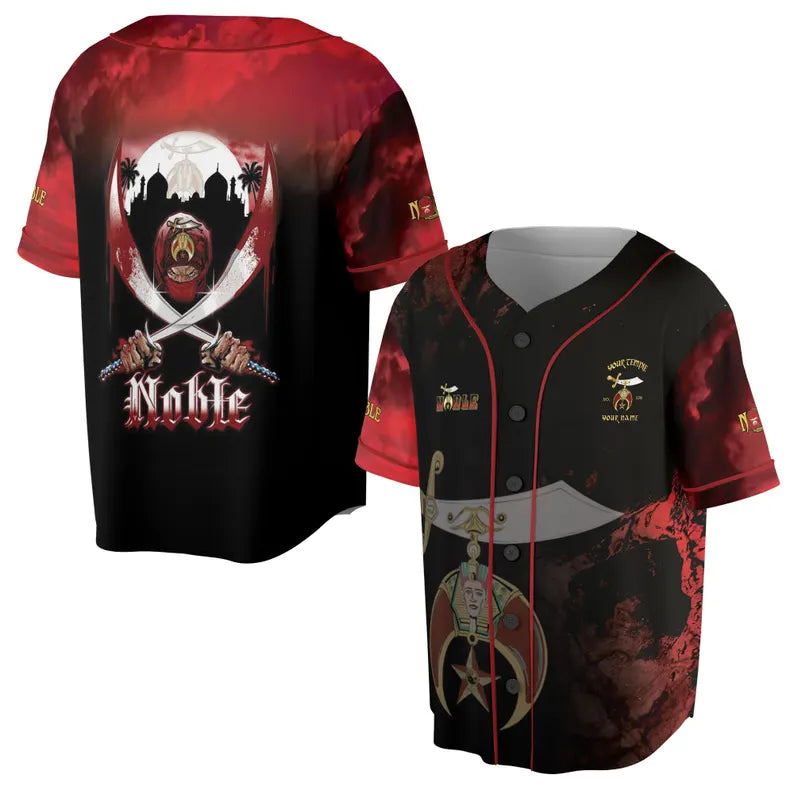 Customized Grunge Noble Shriners Dark Moon Baseball Jersey, 3D Baseball Jesey Shirt