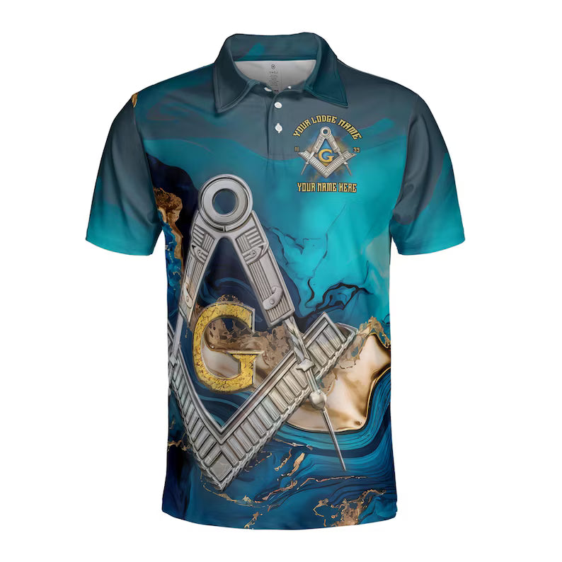 Customized Mansonry Master Mason Marbling Men's Polo Shirt