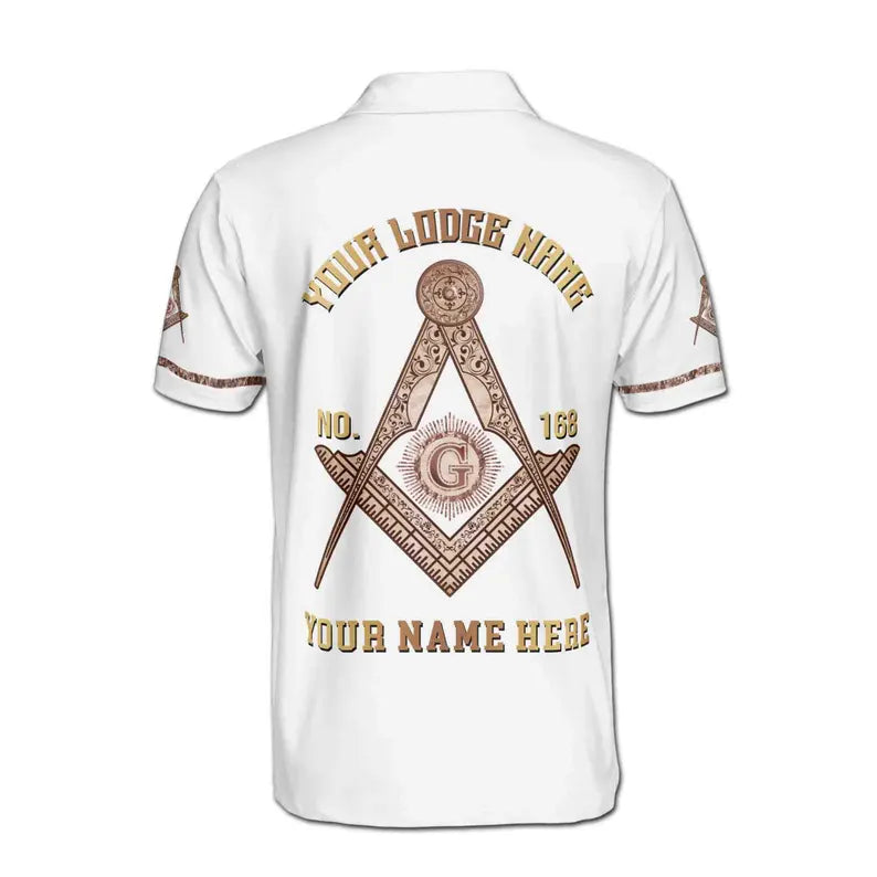 Custom Freemasonry 3D Print Men's Polo Shirt: Lodge Name & Number